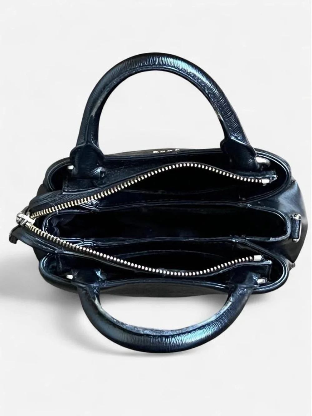 DKNY Black Small Satchel Handbag Top Handle Purse Gold Hardware